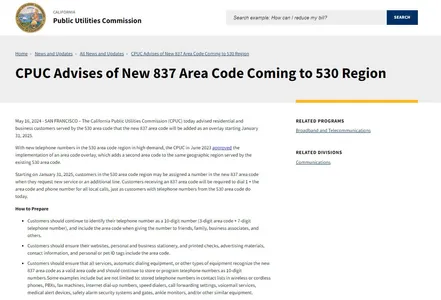 Bắc California sẽ có thêm mã vùng mới áp dụng từ đầu năm 2025