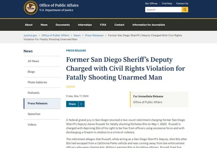California: Cựu Phó Cảnh sát trưởng San Diego bị buộc tội vì bắn chết công dân không có vũ khí