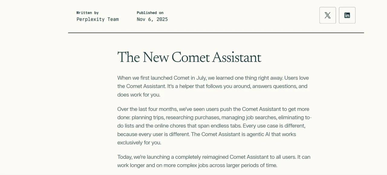 Perplexity tăng trưởng mạnh mẽ sau khi ra mắt trợ lý AI mới cho Comet