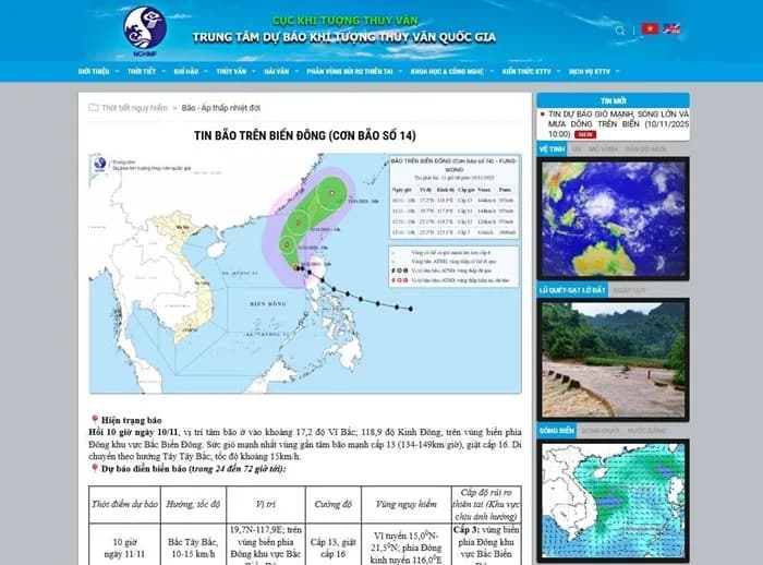 Bão Fung-Wong mạnh lên trên Biển Đông 