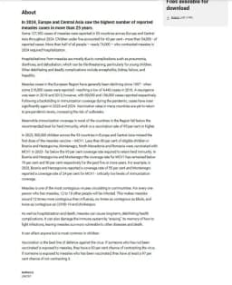 Bùng phát bệnh sởi tại châu Âu: WHO, UNICEF phát cảnh báo