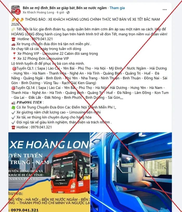 Cảnh báo thủ đoạn lừa đảo giả mạo nhà xe bán vé dịp Tết