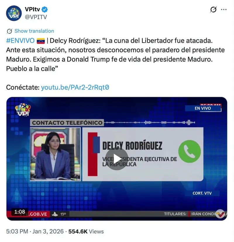 Hoa Kỳ tấn công Venezuela, bắt giữ Tổng thống Maduro 