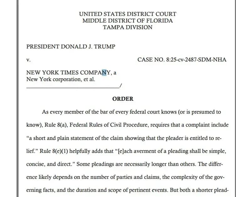 Vụ Trump kiện tờ NYT: Thẩm phán liên bang bác bỏ đơn kiện