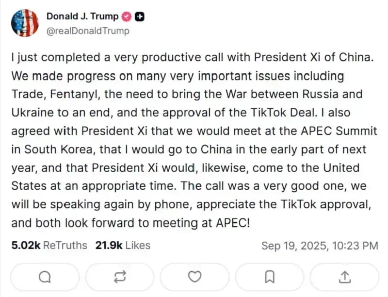 Tiến triển thỏa thuận TikTok: Ông Trump nói sẽ thăm Trung Quốc vào đầu năm 2026