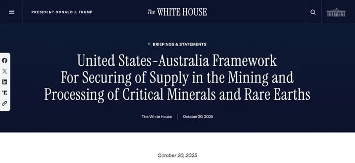 Hoa Kỳ ký kết thỏa thuận đất hiếm và khoáng sản với Úc